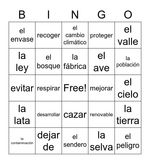 Descubre 2- L4 vocabulario Bingo Card