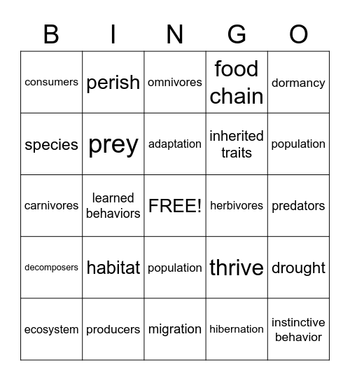 Science Bingo Card