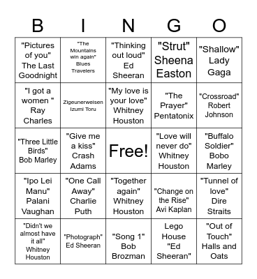 Music Bingo: Villa 4 Favorites Bingo Card