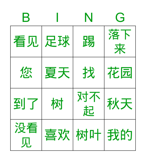 《足球在哪里》 Bingo Card