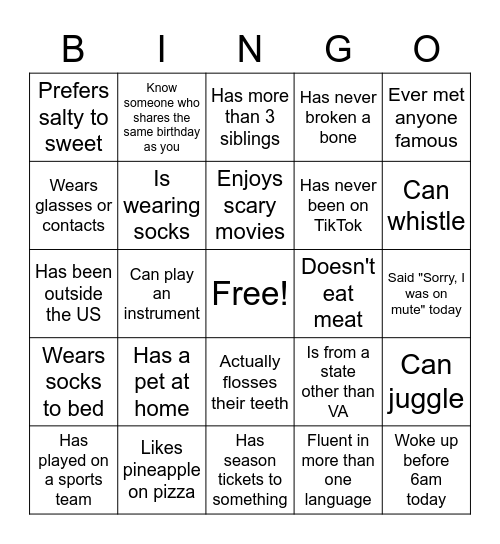 Team Kira BINGO Card