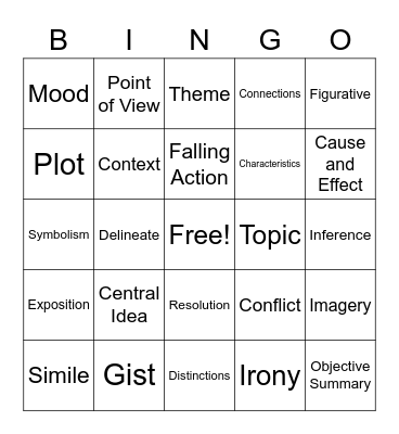 ELA Bingo Card