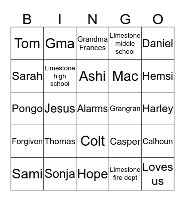 Franks bingo Card