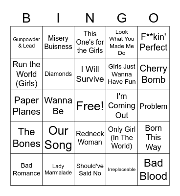 Girl Power Bingo Card