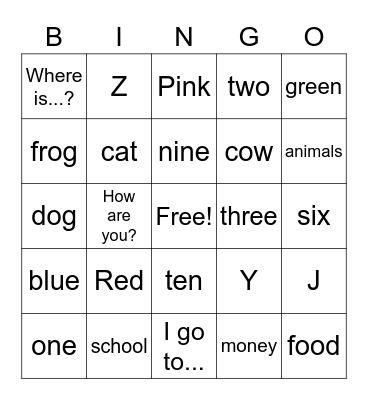 Spanish & Tagalog Bingo Card