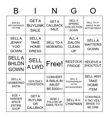 BRIDAL BINGO Card