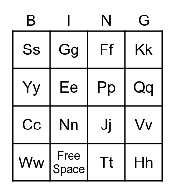 ABC Bingo Card