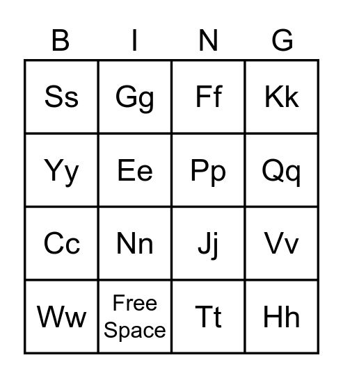 ABC Bingo Card