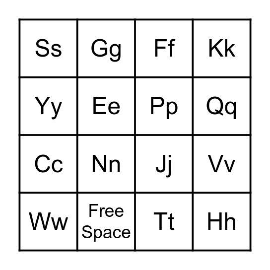 ABC Bingo Card