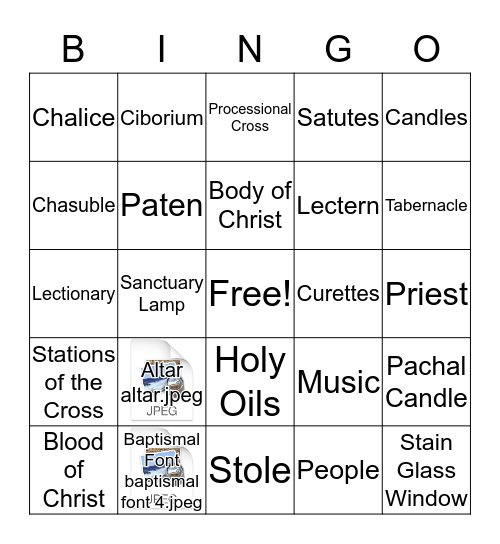 Things-You-Find-In-Church Bingo Card
