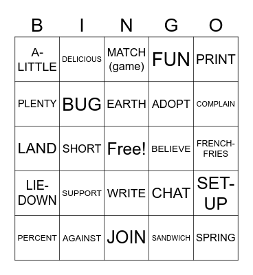 Unit 18/19 Vocabulary Bingo Card