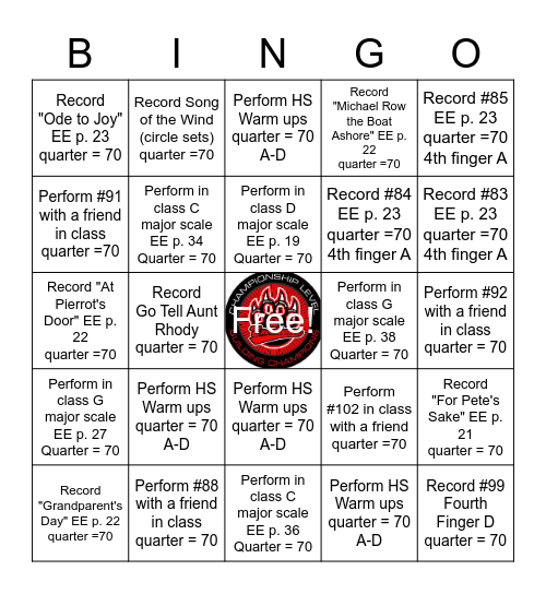 Bingo Practice Chart Bingo Card