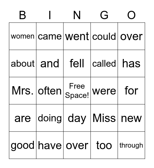 OG Bingo Card