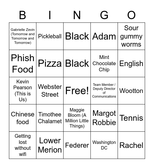 Lexi and Coby Bingo! Bingo Card