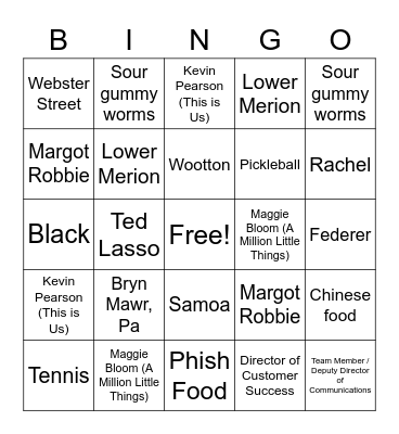 Lexi and Coby Bingo Card