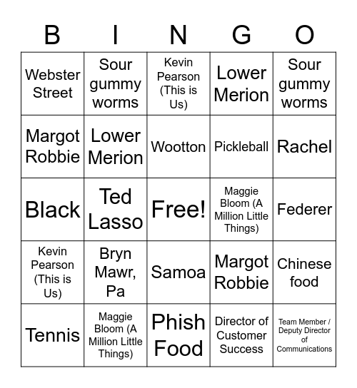 Lexi and Coby Bingo Card