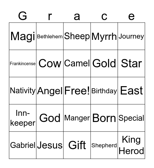 Nativity Bingo Card