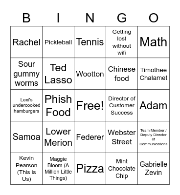 Lexi and Coby Bingo! Bingo Card