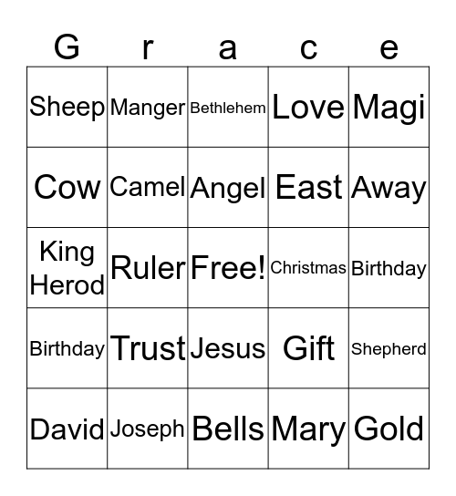 Nativity Bingo Card