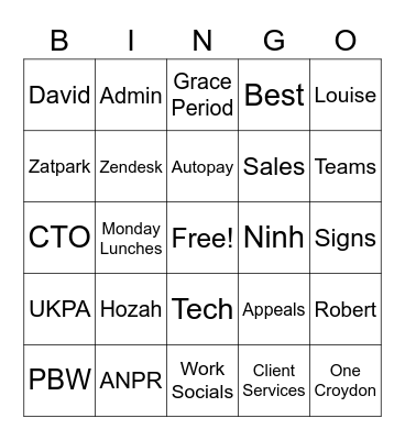 Hozah Bingo Card