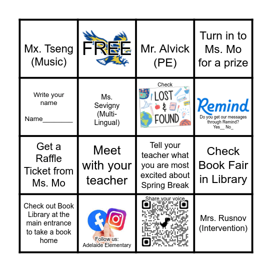 Adelaide Eagles Spring SLC 2023-BINGO Card