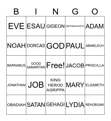 BIBLE PEOPLE Bingo Card