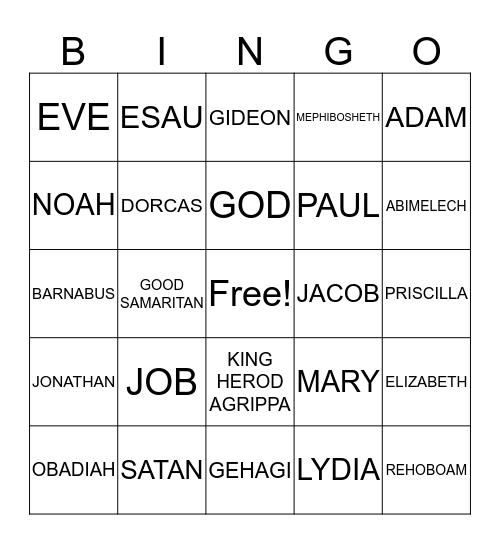 BIBLE PEOPLE Bingo Card