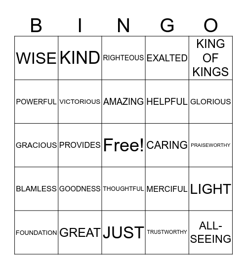 GOD'S NATURE Bingo Card