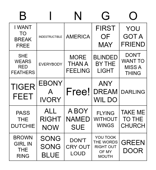 MIX 1 Bingo Card