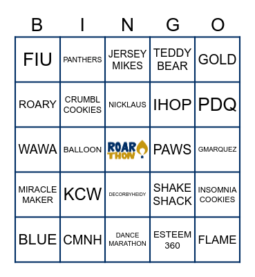 Roarthon Bingo Card