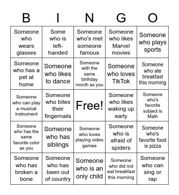 Human Bingo Card