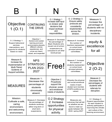 Safety and Climate Bingo Card