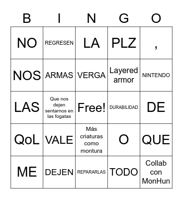 Direct de Zelda Bingo Card