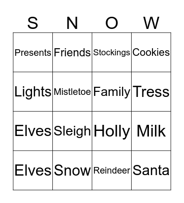Christmas Bingo Card