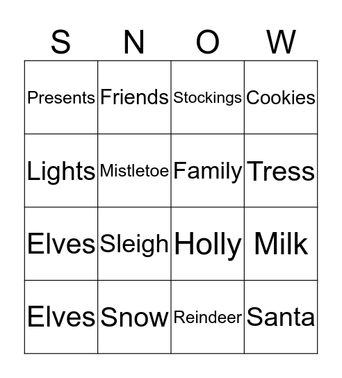 Christmas Bingo Card
