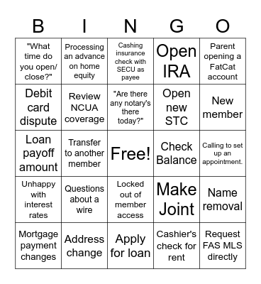 A Day In The Life Bingo Card