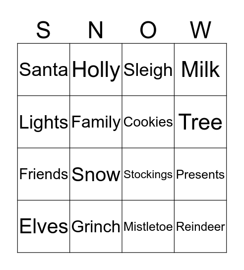 Christmas Bingo Card