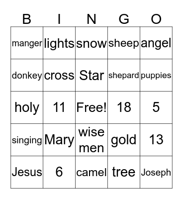 BINGO Christmas 2015  Bingo Card