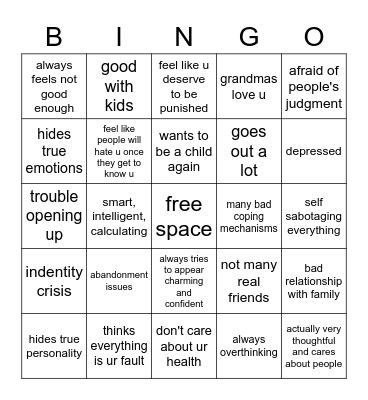 kaeya kinnie Bingo Card