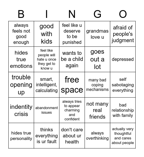 kaeya kinnie Bingo Card