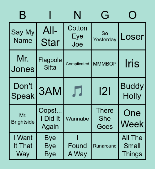 90s Mixtape Bingo Card