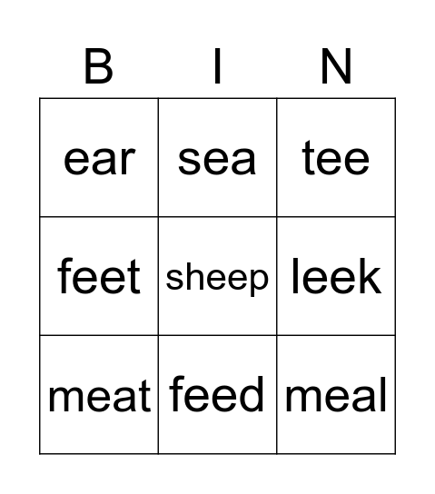 ee / ea Bingo Card