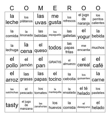 ¿Desayuno o almuerzo? Bingo Card