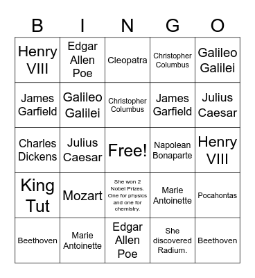 How they Croaked Bingo Card