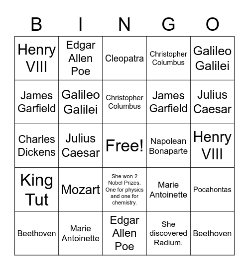 How they Croaked Bingo Card