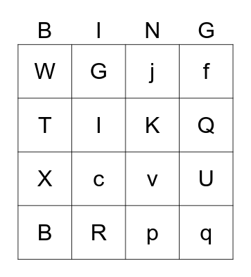 Alphabet Bingo Card