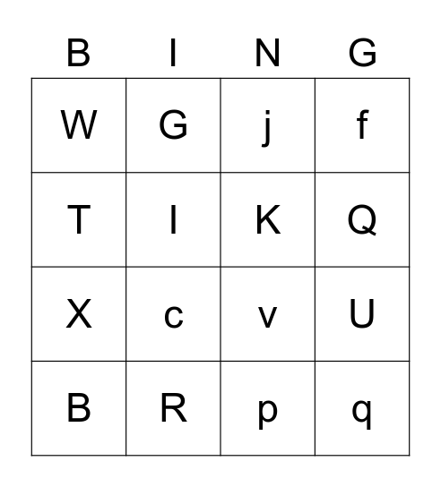 Alphabet Bingo Card