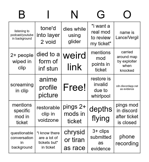 restore bingo Card