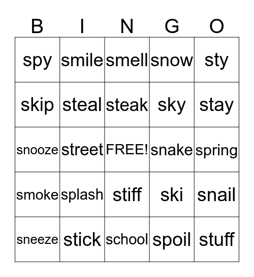 S-blend BINGO Card