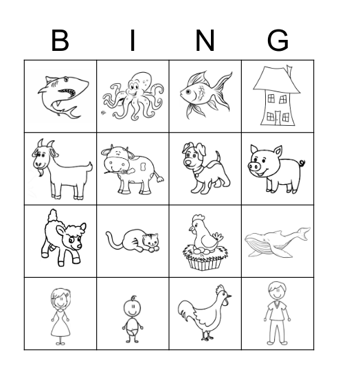 Family & Animals Bingo Card